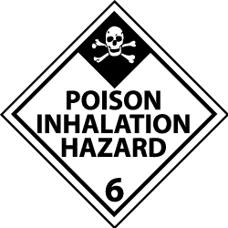 NMC - Accident Prevention Label - Legend: Poison Inhalation Hazard, English, Black & White, 4" Long x 4" High, Sign Muscle Finish - Exact Tooling