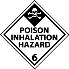 NMC - Accident Prevention Label - Legend: Poison Inhalation Hazard, English, Black & White, 4" Long x 4" High, Sign Muscle Finish - Exact Tooling