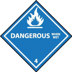 NMC - Dangerous When Wet DOT Shipping Label - 4" High x 4" Wide - Exact Tooling
