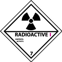 NMC - Accident Prevention Label - Legend: Radioactive I Contents: Activity:, English, Black, Magenta & White, 4" Long x 4" High, Sign Muscle Finish - Exact Tooling