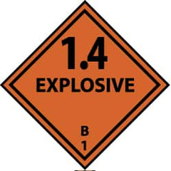 NMC - Accident Prevention Label - Legend: 1.4 Explosive B, English, Black & Orange, 4" Long x 4" High, Sign Muscle Finish - Exact Tooling