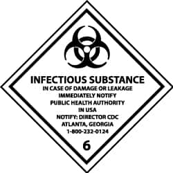 NMC - Infectious Substance - In Case of Damage or Leakage Immediately Notify Public Authority in U.S.A. - Notify: Director... DOT Shipping Label - 4" High x 4" Wide - Exact Tooling
