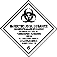 NMC - Infectious Substance - In Case of Damage or Leakage Immediately Notify Public Authority in U.S.A. - Notify: Director... DOT Shipping Label - 4" High x 4" Wide - Exact Tooling