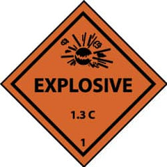 NMC - Accident Prevention Label - Legend: Explosives 1.3L, English, Black & Orange, 4" Long x 4" High, Sign Muscle Finish - Exact Tooling
