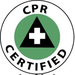 NMC - CPR Certified, Hard Hat Label - White & Black on Green, 2" Thick, For Accident Prevention - Exact Tooling