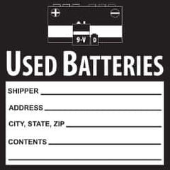 NMC - Hazardous Materials Label - Legend: Used Batteries, English, Black & White, 6" Long x 6" High, Sign Muscle Finish - Exact Tooling