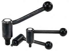 KIPP - M20 x 2.5, 1.61" Hub Diam, Steel Threaded Stud Adjustable Tension Lever with 0° Handle - 1.18" Stud Length, 5.3" OAL, 2.22" High - Exact Tooling
