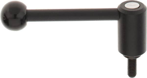 KIPP - 5/16-18, 0.94" Hub Diam, Steel Threaded Stud Adjustable Tension Lever with 0° Handle - 0.78" Stud Length, 3.62" OAL, 1.46" High - Exact Tooling