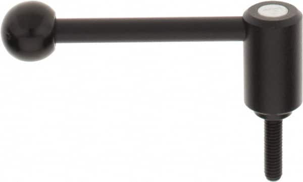 KIPP - 5/16-18, 0.94" Hub Diam, Steel Threaded Stud Adjustable Tension Lever with 0° Handle - 1.18" Stud Length, 3.62" OAL, 1.46" High - Exact Tooling
