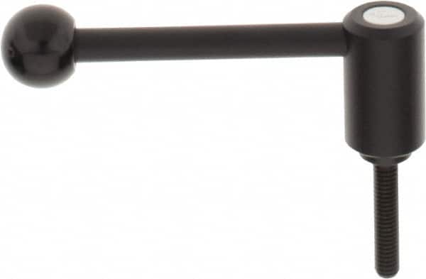 KIPP - 5/16-18, 0.94" Hub Diam, Steel Threaded Stud Adjustable Tension Lever with 0° Handle - 1.57" Stud Length, 3.62" OAL, 1.46" High - Exact Tooling