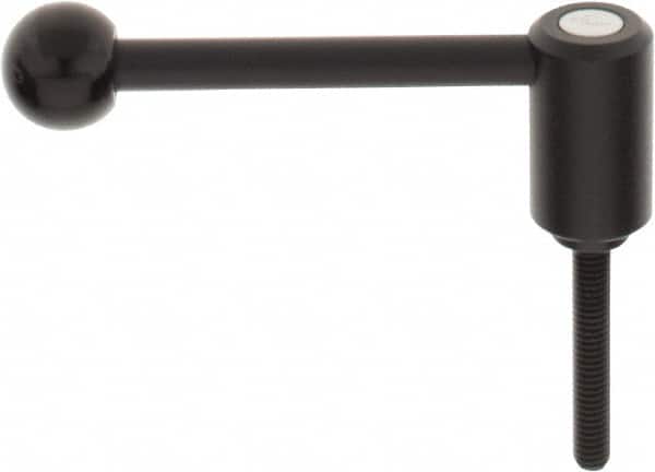 KIPP - 5/16-18, 0.94" Hub Diam, Steel Threaded Stud Adjustable Tension Lever with 0° Handle - 1.97" Stud Length, 3.62" OAL, 1.46" High - Exact Tooling