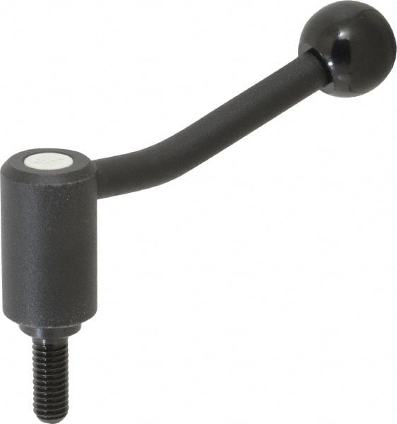KIPP - 3/8-16, 0.94" Hub Diam, Steel Threaded Stud Adjustable Tension Lever with 20° Handle - 0.98" Stud Length, 3.46" OAL, 2.3" High - Exact Tooling