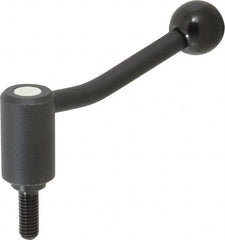 KIPP - 3/8-16, 0.94" Hub Diam, Steel Threaded Stud Adjustable Tension Lever with 20° Handle - 0.98" Stud Length, 3.46" OAL, 2.3" High - Exact Tooling