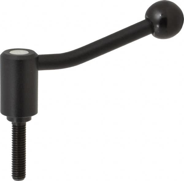 KIPP - 3/8-16, 0.94" Hub Diam, Steel Threaded Stud Adjustable Tension Lever with 20° Handle - 1.57" Stud Length, 3.46" OAL, 2.3" High - Exact Tooling