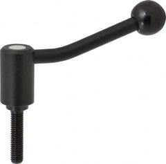 KIPP - 3/8-16, 0.94" Hub Diam, Steel Threaded Stud Adjustable Tension Lever with 20° Handle - 1.57" Stud Length, 3.46" OAL, 2.3" High - Exact Tooling