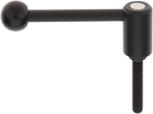 KIPP - 3/8-16, 0.94" Hub Diam, Steel Threaded Stud Adjustable Tension Lever with 0° Handle - 1.97" Stud Length, 3.62" OAL, 1.46" High - Exact Tooling