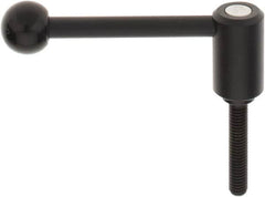 KIPP - 3/8-16, 0.94" Hub Diam, Steel Threaded Stud Adjustable Tension Lever with 0° Handle - 1.97" Stud Length, 3.62" OAL, 1.46" High - Exact Tooling