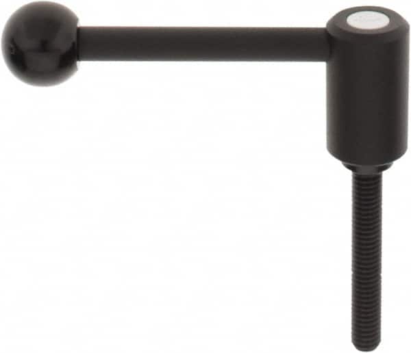 KIPP - 3/8-16, 0.94" Hub Diam, Steel Threaded Stud Adjustable Tension Lever with 0° Handle - 2.36" Stud Length, 3.62" OAL, 1.46" High - Exact Tooling