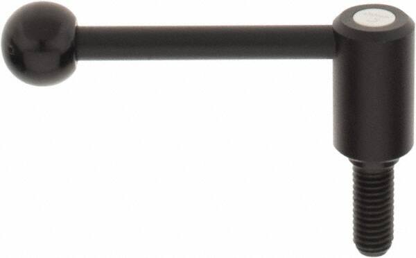 KIPP - 1/2-13, 0.94" Hub Diam, Steel Threaded Stud Adjustable Tension Lever with 0° Handle - 1.18" Stud Length, 3.62" OAL, 1.46" High - Exact Tooling