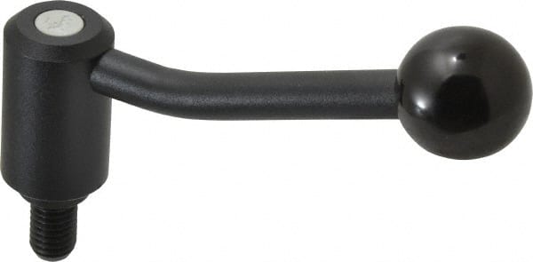 KIPP - 1/2-13, 1.1" Hub Diam, Steel Threaded Stud Adjustable Tension Lever with 20° Handle - 0.78" Stud Length, 4.17" OAL, 2.7" High - Exact Tooling