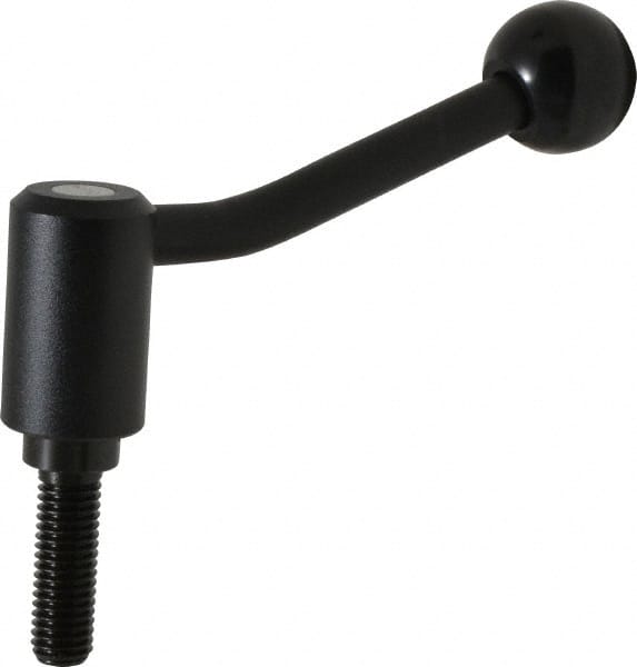 KIPP - 1/2-13, 1.1" Hub Diam, Steel Threaded Stud Adjustable Tension Lever with 20° Handle - 1.57" Stud Length, 4.17" OAL, 2.7" High - Exact Tooling