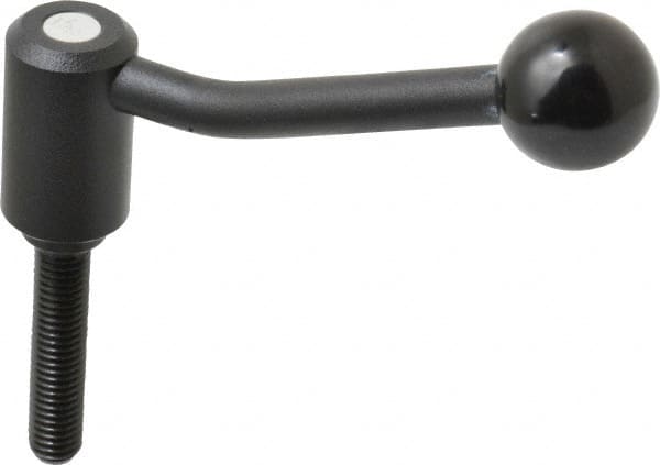 KIPP - 1/2-13, 1.1" Hub Diam, Steel Threaded Stud Adjustable Tension Lever with 20° Handle - 2.36" Stud Length, 4.17" OAL, 2.7" High - Exact Tooling