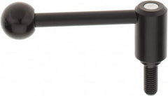 KIPP - 1/2-13, 1.1" Hub Diam, Steel Threaded Stud Adjustable Tension Lever with 0° Handle - 1.18" Stud Length, 4.37" OAL, 1.65" High - Exact Tooling