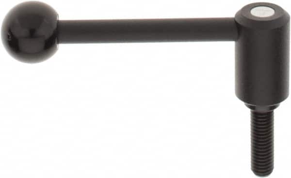 KIPP - 1/2-13, 1.1" Hub Diam, Steel Threaded Stud Adjustable Tension Lever with 0° Handle - 1.57" Stud Length, 4.37" OAL, 1.65" High - Exact Tooling