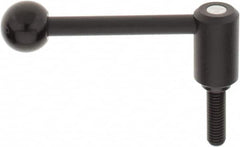 KIPP - 1/2-13, 1.1" Hub Diam, Steel Threaded Stud Adjustable Tension Lever with 0° Handle - 1.57" Stud Length, 4.37" OAL, 1.65" High - Exact Tooling