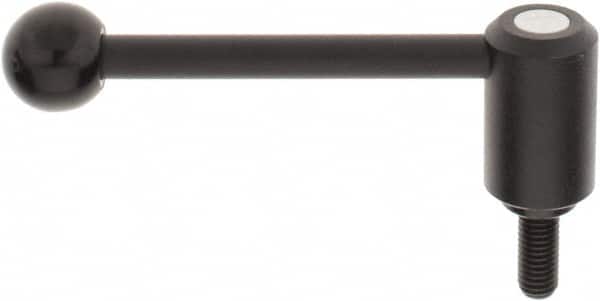 KIPP - 1/2-13, 1.3" Hub Diam, Steel Threaded Stud Adjustable Tension Lever with 0° Handle - 1.18" Stud Length, 5.3" OAL, 1.85" High - Exact Tooling