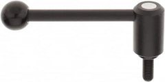 KIPP - 1/2-13, 1.3" Hub Diam, Steel Threaded Stud Adjustable Tension Lever with 0° Handle - 1.18" Stud Length, 5.3" OAL, 1.85" High - Exact Tooling