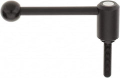KIPP - 1/2-13, 1.3" Hub Diam, Steel Threaded Stud Adjustable Tension Lever with 0° Handle - 2.36" Stud Length, 5.3" OAL, 1.85" High - Exact Tooling