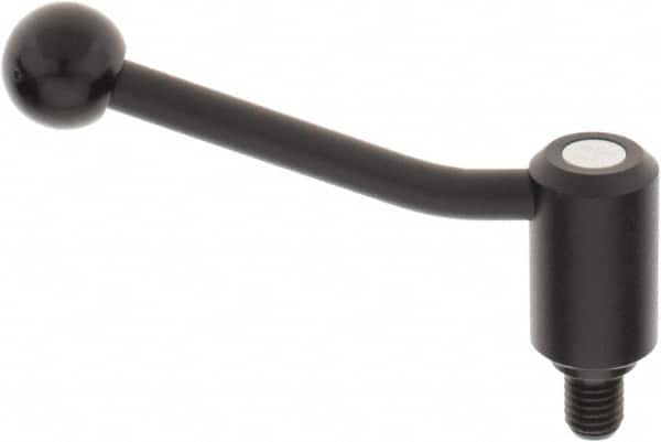 KIPP - 5/8-11, 1.3" Hub Diam, Steel Threaded Stud Adjustable Tension Lever with 20° Handle - 0.78" Stud Length, 5.06" OAL, 3.19" High - Exact Tooling