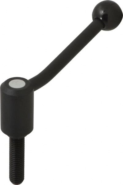 KIPP - 5/8-11, 1.3" Hub Diam, Steel Threaded Stud Adjustable Tension Lever with 20° Handle - 2.36" Stud Length, 5.06" OAL, 3.19" High - Exact Tooling