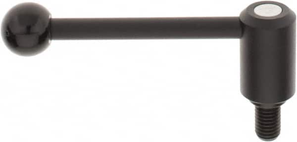 KIPP - 5/8-11, 1.3" Hub Diam, Steel Threaded Stud Adjustable Tension Lever with 0° Handle - 0.98" Stud Length, 5.3" OAL, 1.85" High - Exact Tooling