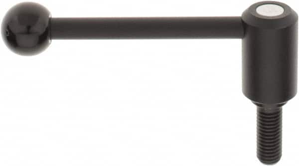 KIPP - 5/8-11, 1.3" Hub Diam, Steel Threaded Stud Adjustable Tension Lever with 0° Handle - 1.57" Stud Length, 5.3" OAL, 1.85" High - Exact Tooling