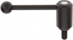 KIPP - 5/8-11, 1.61" Hub Diam, Steel Threaded Stud Adjustable Tension Lever with 0° Handle - 1.18" Stud Length, 5.3" OAL, 2.22" High - Exact Tooling