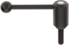 KIPP - 5/8-11, 1.61" Hub Diam, Steel Threaded Stud Adjustable Tension Lever with 0° Handle - 1.97" Stud Length, 5.3" OAL, 2.22" High - Exact Tooling