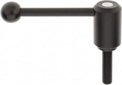 KIPP - 5/8-11, 1.61" Hub Diam, Steel Threaded Stud Adjustable Tension Lever with 0° Handle - 2.36" Stud Length, 5.3" OAL, 2.22" High - Exact Tooling