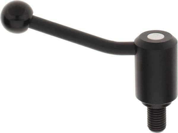 KIPP - 3/4-10, 1.61" Hub Diam, Steel Threaded Stud Adjustable Tension Lever with 20° Handle - 1.18" Stud Length, 5.06" OAL, 3.52" High - Exact Tooling
