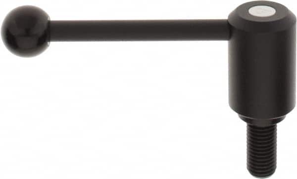KIPP - 3/4-10, 1.61" Hub Diam, Steel Threaded Stud Adjustable Tension Lever with 0° Handle - 1.57" Stud Length, 5.3" OAL, 2.22" High - Exact Tooling