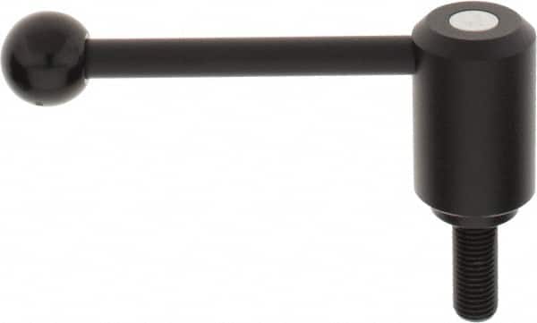 KIPP - M16 x 2.0, 1.61" Hub Diam, Steel Threaded Stud Adjustable Tension Lever with 0° Handle - 1.57" Stud Length, 5.3" OAL, 2.22" High - Exact Tooling