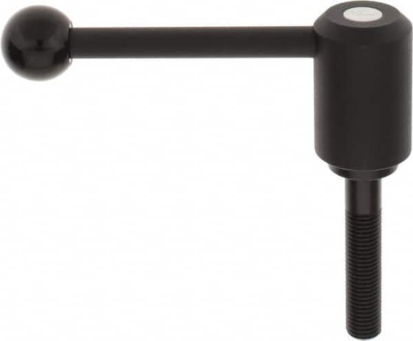 KIPP - M16 x 2.0, 1.61" Hub Diam, Steel Threaded Stud Adjustable Tension Lever with 0° Handle - 3.15" Stud Length, 5.3" OAL, 2.22" High - Exact Tooling