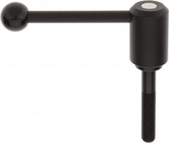 KIPP - M16 x 2.0, 1.61" Hub Diam, Steel Threaded Stud Adjustable Tension Lever with 0° Handle - 3.54" Stud Length, 5.3" OAL, 2.22" High - Exact Tooling