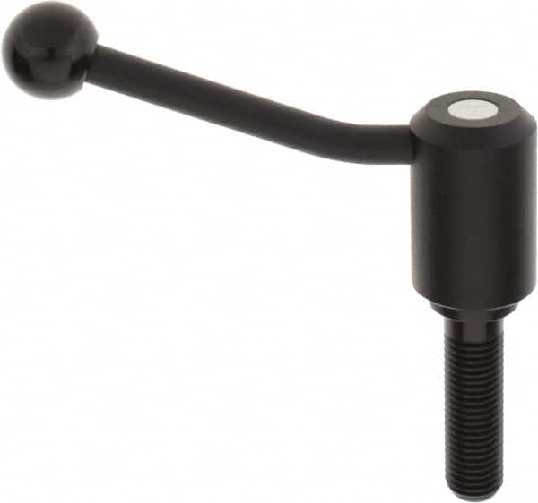 KIPP - M20 x 2.5, 1.61" Hub Diam, Steel Threaded Stud Adjustable Tension Lever with 20° Handle - 2-3/4" Stud Length, 5.06" OAL, 3.52" High - Exact Tooling