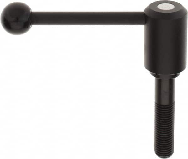 KIPP - M20 x 2.5, 1.61" Hub Diam, Steel Threaded Stud Adjustable Tension Lever with 0° Handle - 3.54" Stud Length, 5.3" OAL, 2.22" High - Exact Tooling