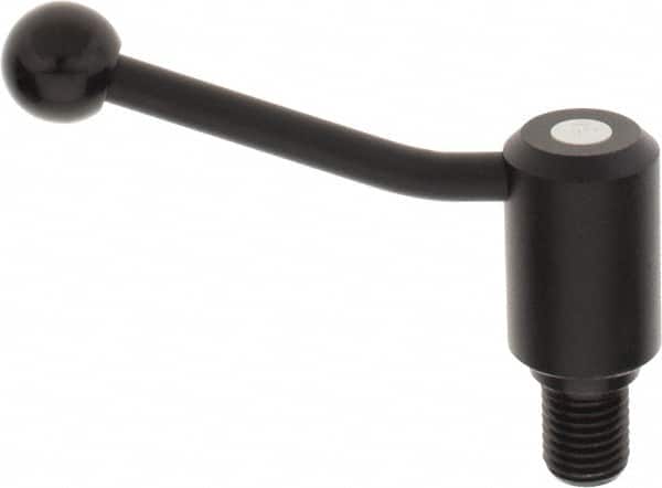 KIPP - M24 x 3.0, 1.61" Hub Diam, Steel Threaded Stud Adjustable Tension Lever with 20° Handle - 1.18" Stud Length, 5.06" OAL, 3.52" High - Exact Tooling