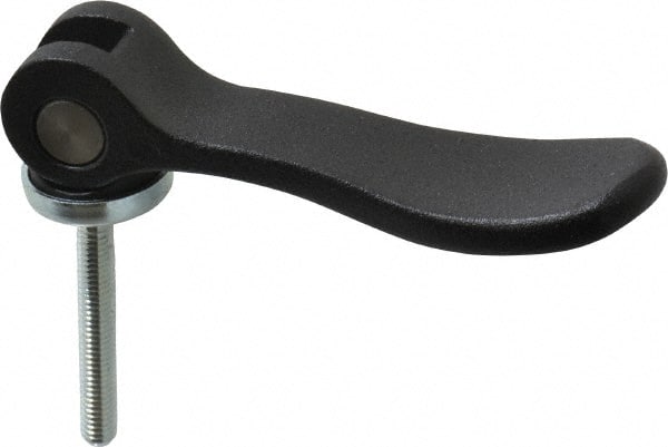 KIPP - #10-32, 0.59" Hub Diam, Black Powder Coat Cast Aluminum Adjustable Clamping Handle - 1.18" Stud Length - Exact Tooling