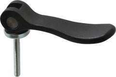KIPP - #10-32, 0.59" Hub Diam, Black Powder Coat Cast Aluminum Adjustable Clamping Handle - 1.18" Stud Length - Exact Tooling
