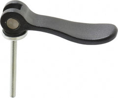 KIPP - #10-32, 0.59" Hub Diam, Black Powder Coat Cast Aluminum Adjustable Clamping Handle - 1.96" Stud Length - Exact Tooling